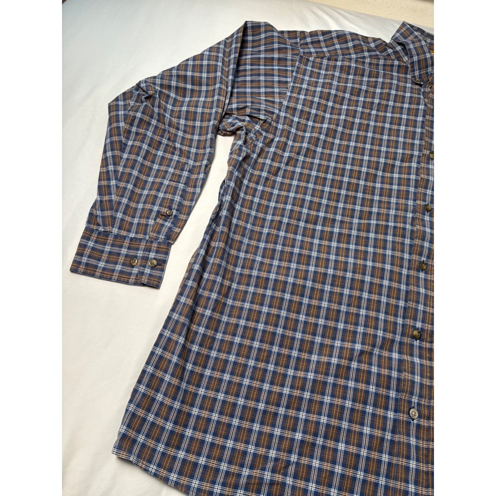 Ariat Pro Series Shirt Mens XL Blue Brown Plaid Stretch Long Sleeve Excellent - Picture 8 of 14